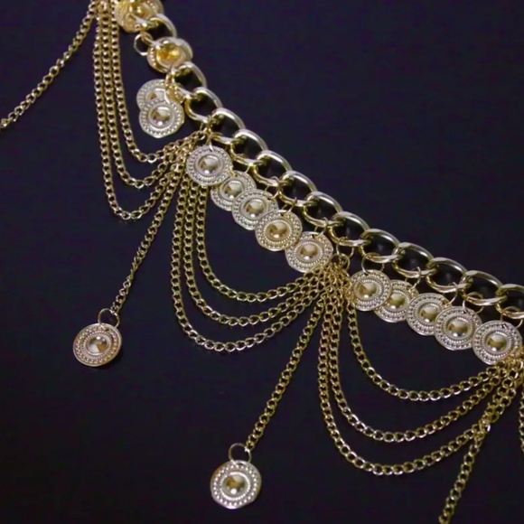 Gold Color Metal Chain Tassel Belt Fits up to 40 inches with the extender - Picture 4 of 8